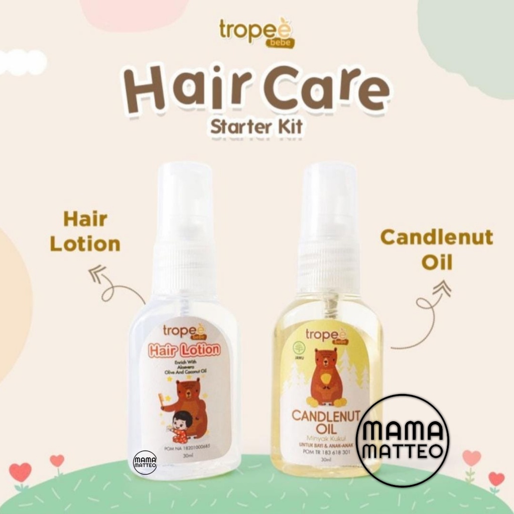 TROPEE BEBE Hair Care Starter Kit / Ultimate Travel size / Mini Tester Candlenut Oil Minyak kemiri Shampoo Hair Lotion 30ml / BANDUNG