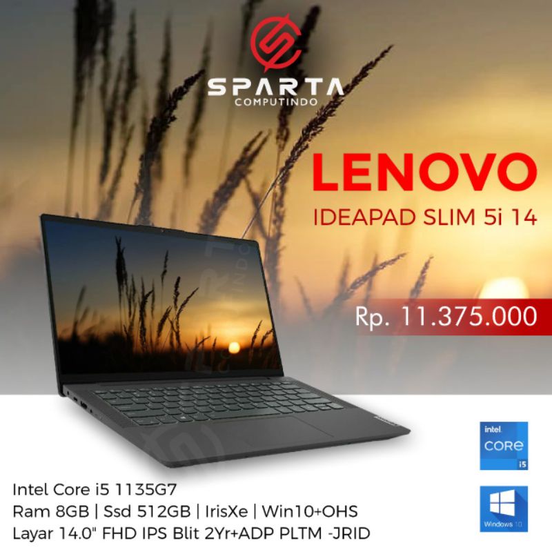 Laptop Lenovo Ideapad Slim 5i Core I5 1135G7 8Gb 512Ssd New Garansi Resmi