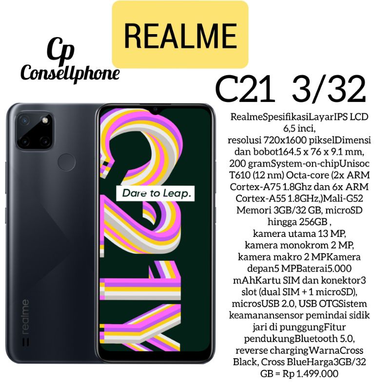 Realme C31 Ram 4/64 Garansi Resmi-C21Y Ram 3/32