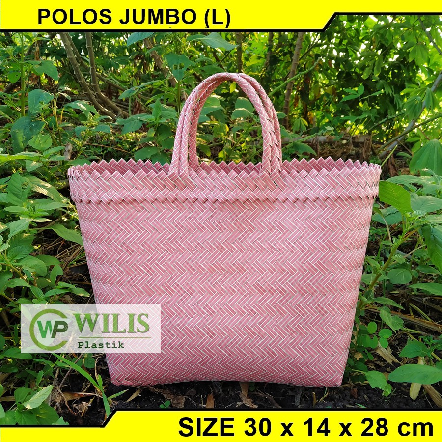 Tas Anyaman Plastik Polos Jumbo (L) untuk Hampers Parcel Souvenir / Tas Bingkisan muat Kotak Nasi