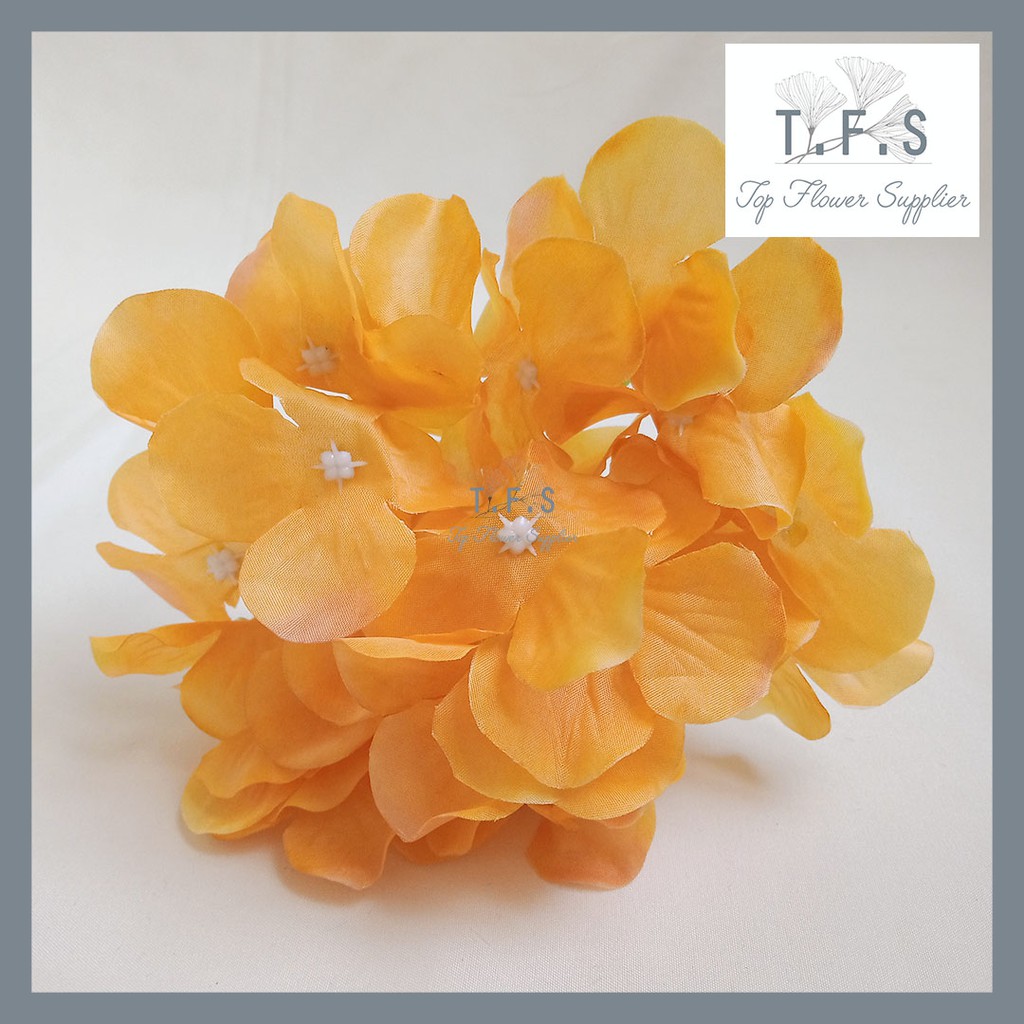 Artificial Hydrangeas 1 Tangkai Bunga Plastik Buatan Hiasan Dekorasi Acara Pernikahan dan Rumah-ORANGE