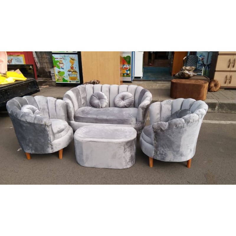 sofa minimalis set kerang kain legacy
