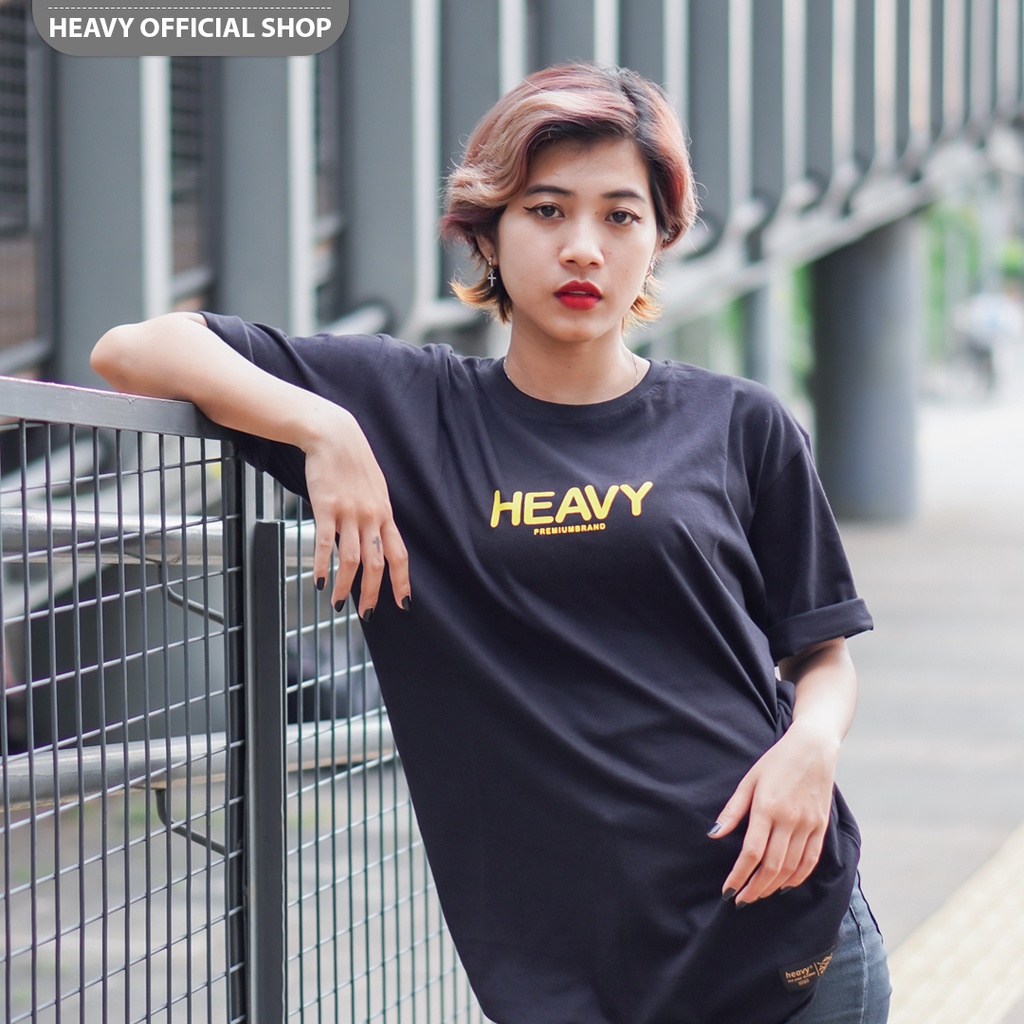 Black T-shirt Heavy Original Front HEAVY Baju Pria Distro | Pakaian Atasan