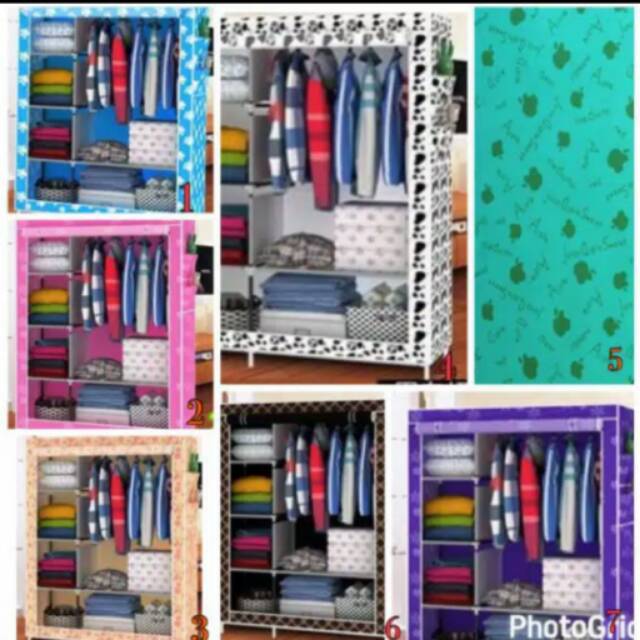 LEMARI PAKAIAN PORTABLE/LEMARI BAJU/RAK BAJU STORAGE WARBROBE MURAH