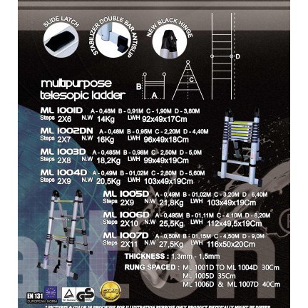 TANGGA TELESCOPIK DOUBLE PANJANG telecospik DENKO DALTON NANKAI