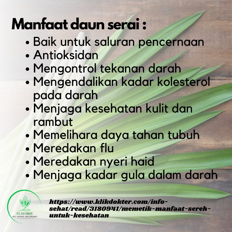 Daun Sereh Wangi Serai Bubuk Murni Lemongrass Rempah Bahan Pokok Dapur Kering Organik Herbal Asli