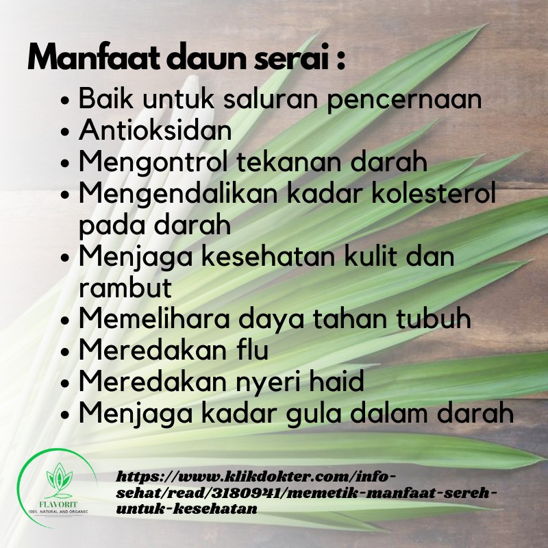 Daun Sereh Wangi Serai Bubuk Murni Lemongrass Rempah Bahan Pokok Dapur Kering Organik Herbal Asli