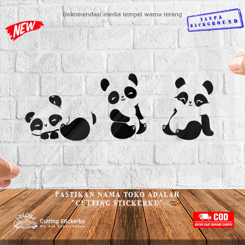 Cutting Stiker Panda Cute Variasi Motor Mobil Sticker Timbul Keren Nyala Dasbor Spakbor Visor Body Kaca Helm Laptop Hologram Reflective Tahan Air Setiker Bodi Samping Girly Matic Scoopy Vario Beat NMAX PCX Vespa Pickup Windshield Girl Lucu