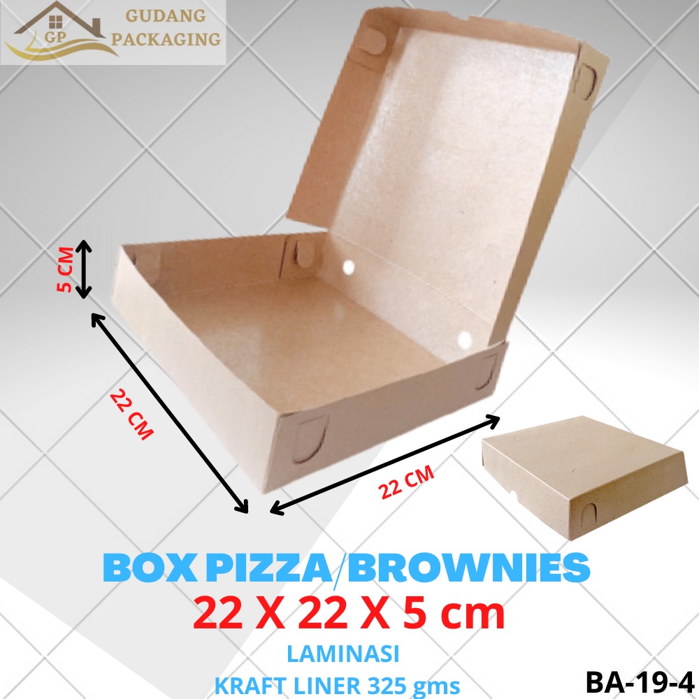 

BOX DUS KARDUS KOTAK PIZZA ROTI KUE BROWNIES TEBAL 325gsm 22x22x5 cm FOOD GRADE LAMINASI#BB-19-4PE