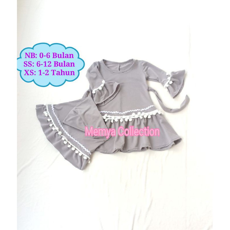 Gamis baju muslim bayi perempuan Newborn, busana muslim aqiqah bayi set hijab terbaru