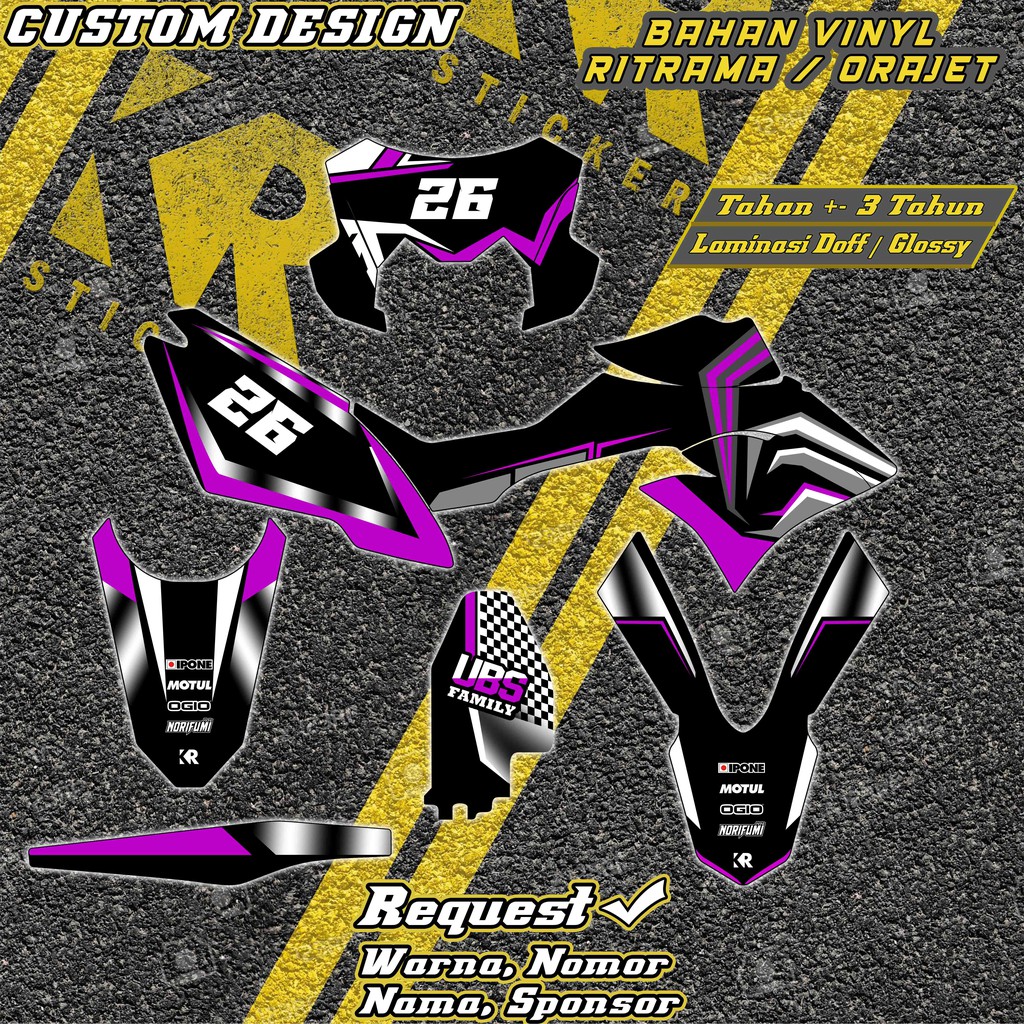 Stiker decal fullbody KLX BF / D-tracker NEW HOLOGRAM pelangi Custom desain, stiker dtracker