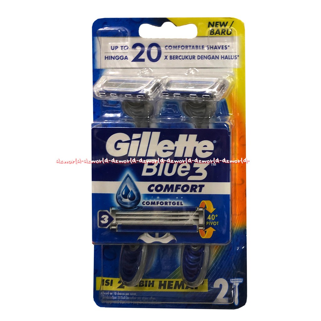 Gillette Blue 3 Comfort 2pcs Pisau Cukur Pria Gilete Biru Gillete Blue3 Comforts Gillete Komofort Gilette Biru Shave Shaving