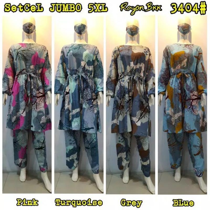 JOSJOLI_STORE/3404 Setcel Rayon/Stelan Rayon Tie Dye Super Jumbo XXL Dan 5XL Free Masker/Busui