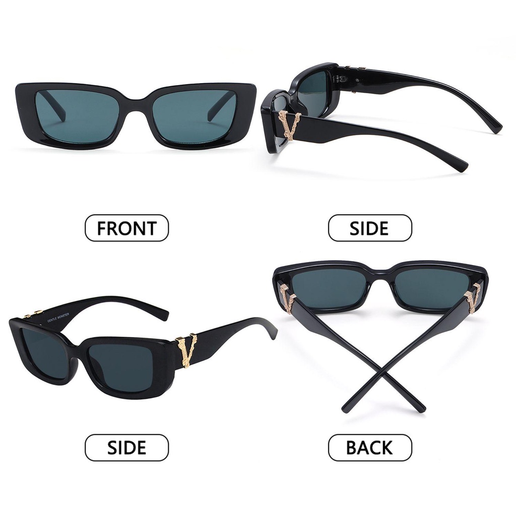 Nanas Mata Kucing Kacamata Hitam Wanita Jalan Perlindungan UV400 Eyewear Rectangle