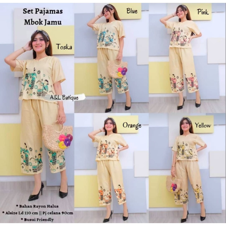 SUPER JUMBO LD 120 XXXXL CIMORY JAMU ONE SET MBAK YU SETELAN CELANA PANJANG CP GENDHIS JAMU MBOK KOMBINASI LURIK ASLI MOTIF KARAKTER LOUNGEWEAR PAJAMAS TO GO JUMBO BATIK TRADISIONAL JAWA ASLI SOLO BUSUI FRIENDLY HANDMADE ONESET PLUS SIZE BIG SIZE RAYON