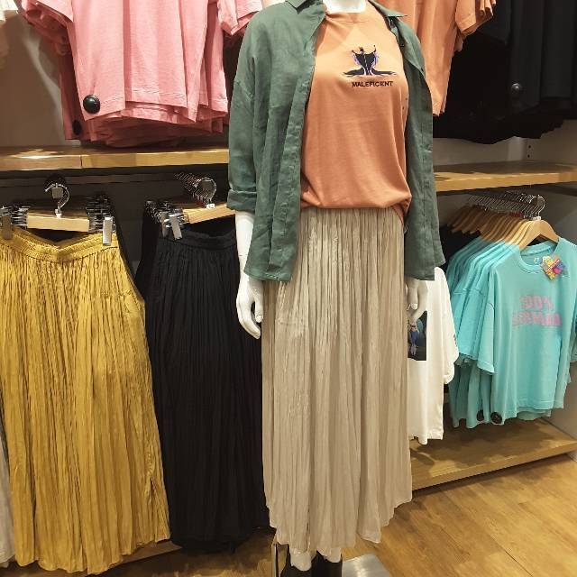 UNIQLO ORIGINAL MIDI SKIRT TWIST MAXI ROK PANJANG GARANSI TERMURAH SALE POLOS MOTIF BUNGA GARIS