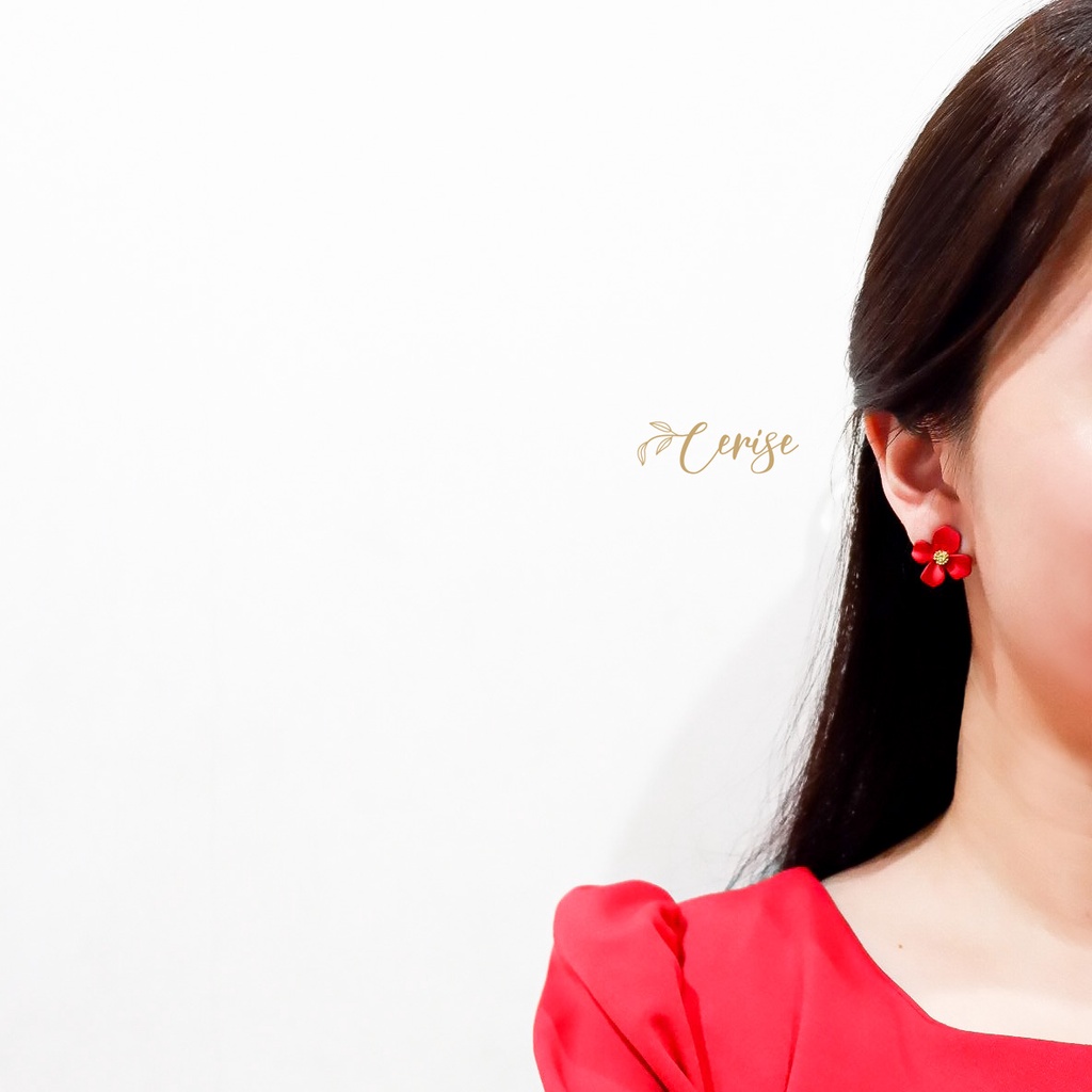 Madelief Earrings | Anting tusuk bunga merah korea cantik aksesoris wanita trendy stylish