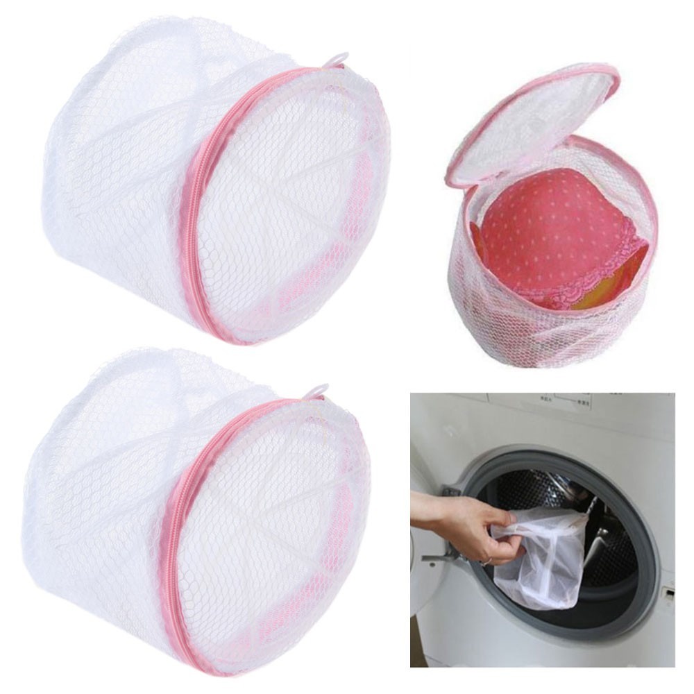 Laundry Bag Kantong Cuci Bra Pakaian Dalam Bentuk Segitiga - Laundry Bag Zipper Pengaman Bh Dalam Waktu Cuci Agar Tidak Rusak - Pink