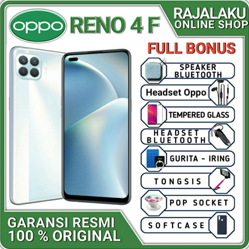 OPPO RENO 4F RAM 8 ROM 128GB GARANSI RESMI OPPO | Shopee