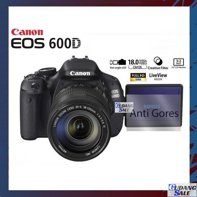 [NEW] KAMERA CANON EOS 600D + LENSA KIT 18-55MM IS - GARANSI 1 TAHUN - CAMERA DSLR 700d M100 1300D-1