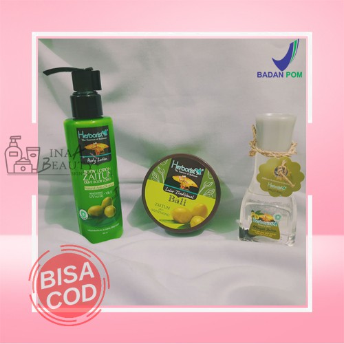 Paket Herborist (Lulur Zaitun, Body Lotion Zaitun, Minyak Zaitun) / Herborist zaitun BPOM