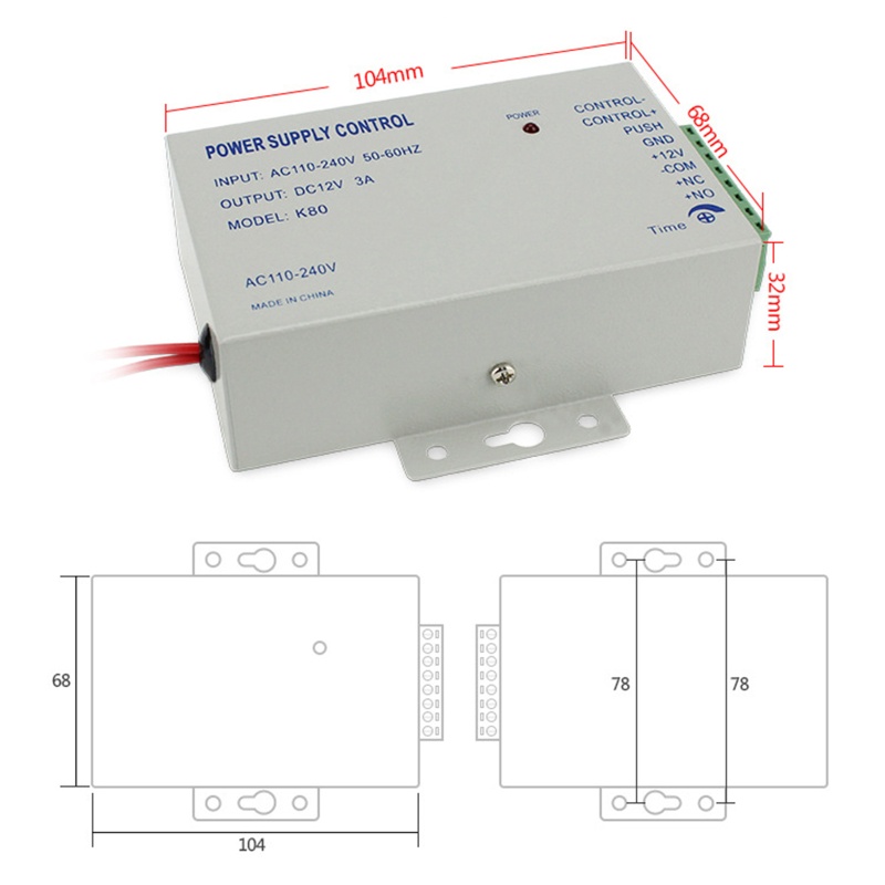 Gro K80 Power Supply Control AC 110-240V Ke DC12V 3A Untuk Kunci Apartemen