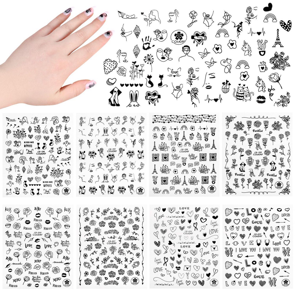 R-bunga Stiker Kuku Perlengkapan DIY Manicure Nail Art Decals