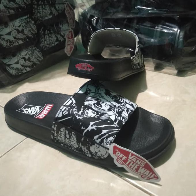 SUPPLIER SANDAL PRIA】 SANDAL VANS MARVEL BLACK PREMIUM SANDAL SELOP PRIA - HITAM, 39 ON SALE