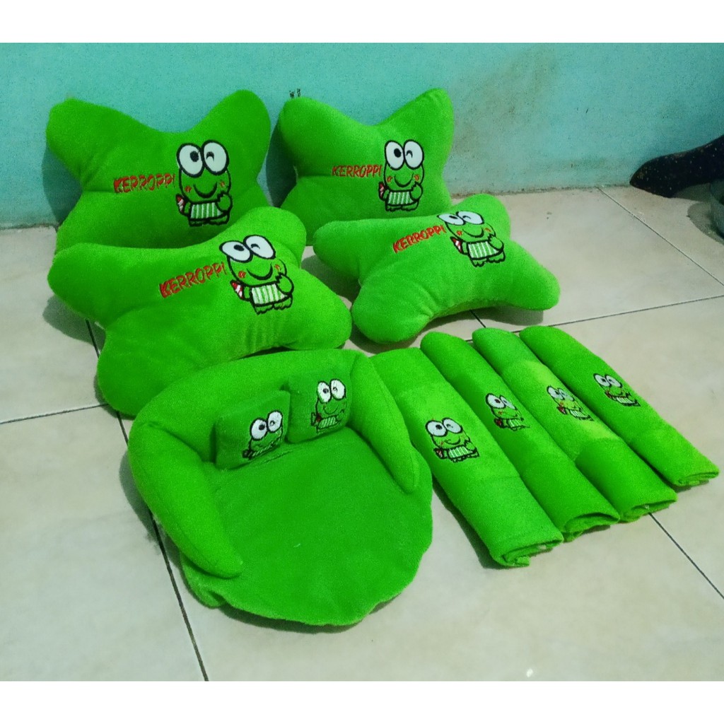 Bantal Mobil KERROPI Hijau Bantal Isi 4 Sandaran Leher Kepala Kerropi Green