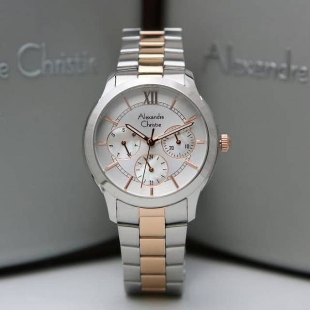 jam tangan wanita alexander cristie original silver rosegold ac2815