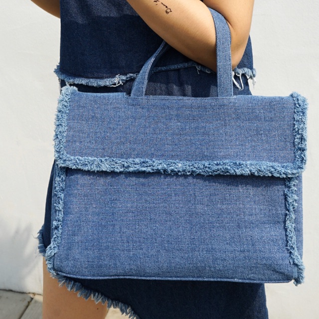 Kwani Frayed Denim Small Light Blue