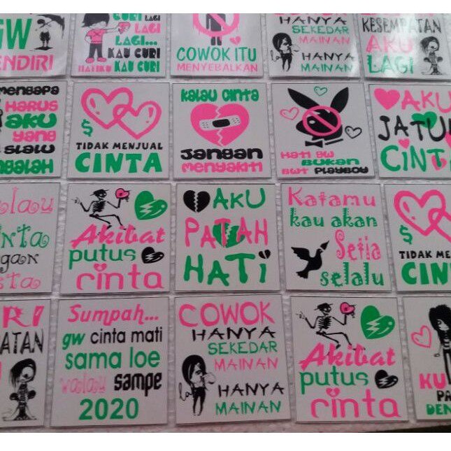 

STIKER LUCU KATAKATA CINTA BAHAN SIMTAC/GRAFTAC 6x7cm