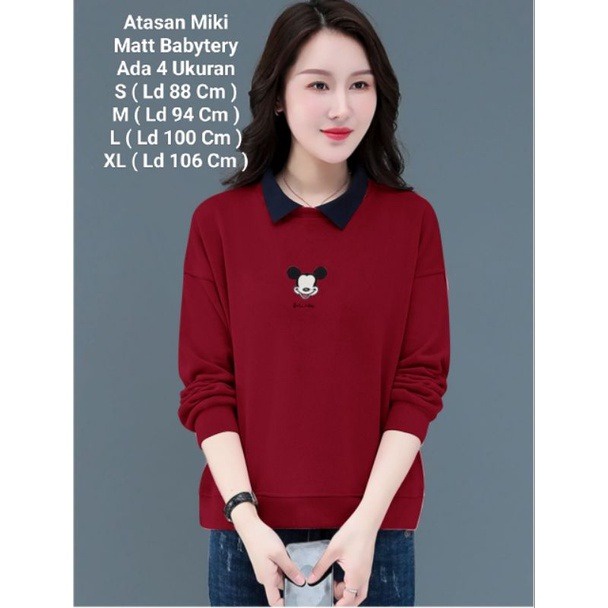 Atasan Pakaian Wanita Terbaru Import Blouse Miki Lengan Panjang Ukuran Jumbo Model kekinian Matt Babyterry Good Quality