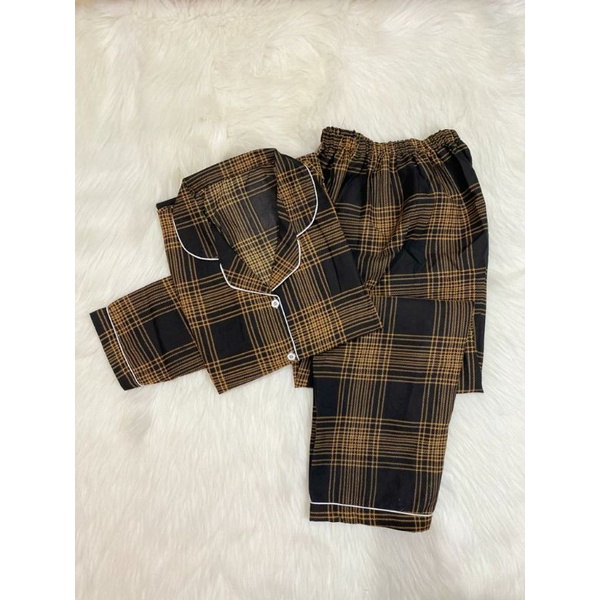 Baju Tidur Wanita/Piyama Wanita Dewasa Katun Motif Daun Part 3-PP GUILLEN BLACK