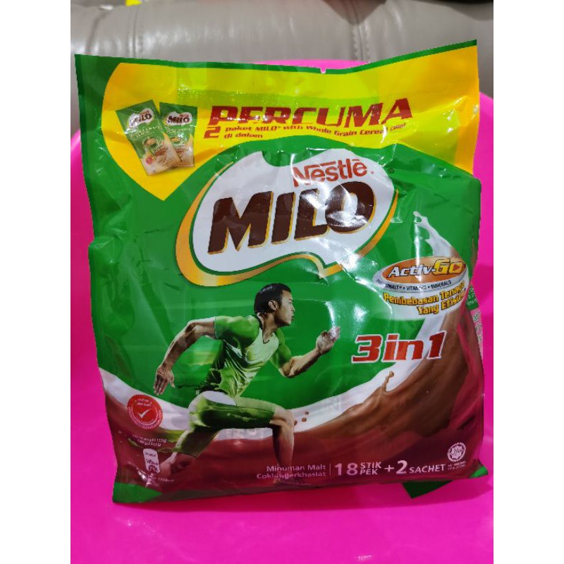 MILO 3 in 1 Activ-GO 20 stik pek ( Malaysia ) ORIGINAL & HALAL
