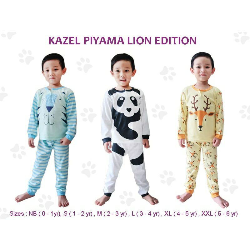 3 Setel KAZEL Piyama Anak | Baju Tidur Bayi / Anak | Setelan Panjang