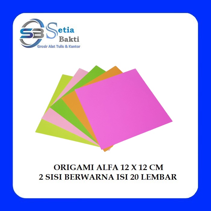

ALFA Origami 12 x 12 cm 2 Sisi Berwarna Isi 20 Lembar - 1 Pak