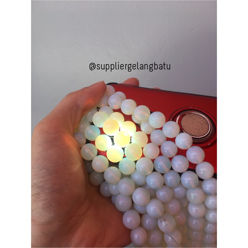 Moonstone opalite 12mm ready stock glow tembus cahaya senter akik alam aksesoris batu alam unisex