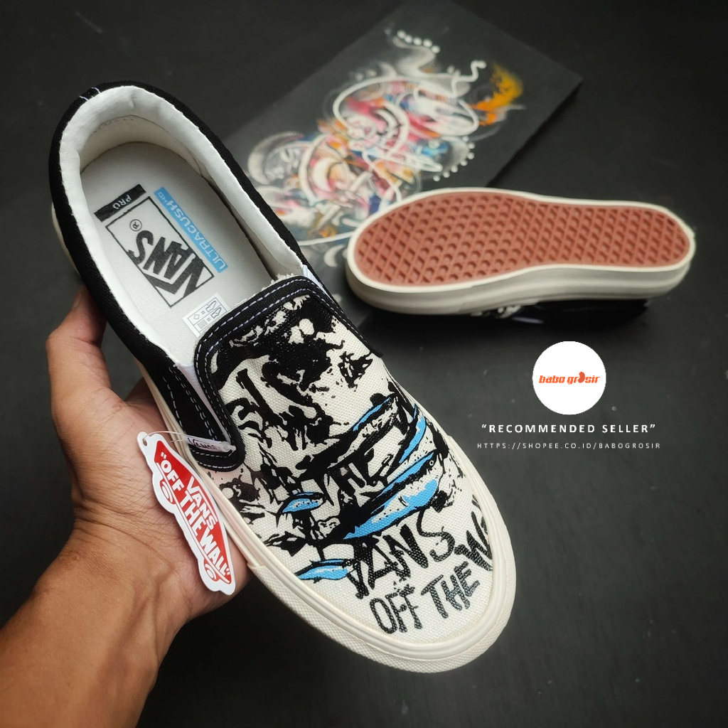 Sepatu Vans Slip On Vault X Ralph Steadman Black Tuna, BNIB Premium Import, Harga Murah, Top Quality