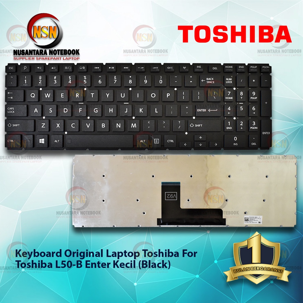 Keyboard Laptop Toshiba L50-B Hitam Black Versi US Small Enter