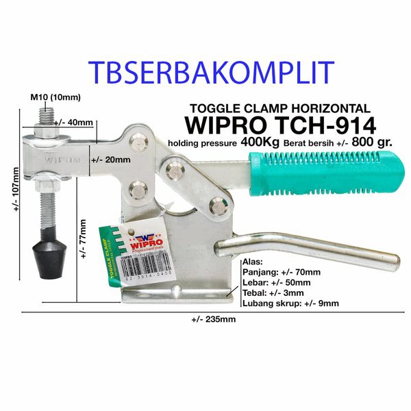 Toggle Clamp TCH914 Wipro Horizontal Daya 400kg Klem Togle Togel 220WH 400 kg Heavy Duty TCH-914