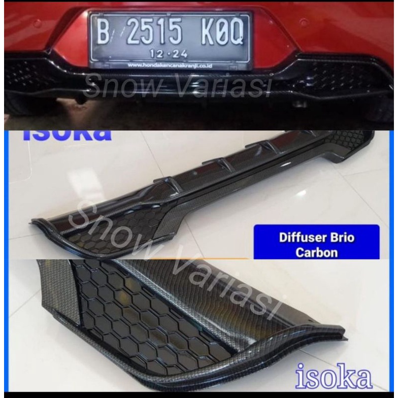 Diffuser Bumper Belakang Skidplate All New Brio RS SATYA 2018 2021 Carbon