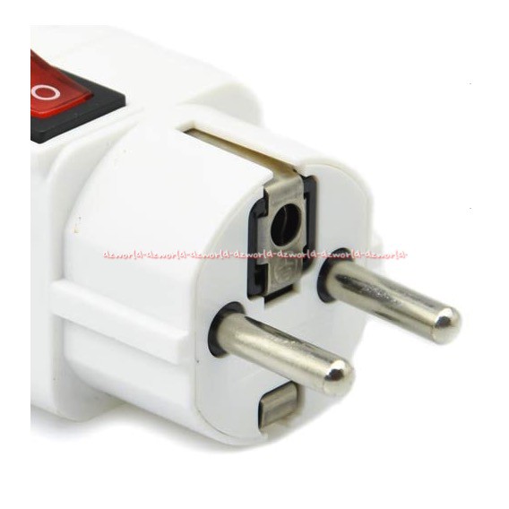 Krisbow Steker Stop Kontak Adaptor Dengan Tombol Switch Colokan Kaki 3 Putih White