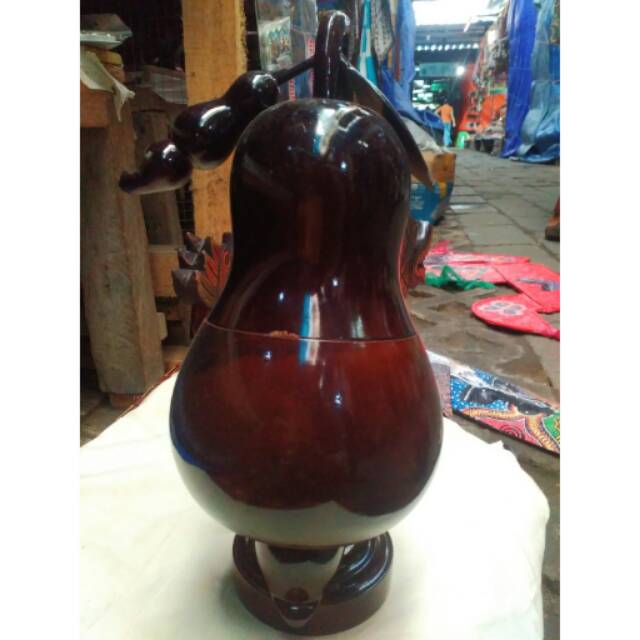 (BISA COD) Toples Kayu Bentuk Buah Jambu Monyet - Tempat Permen dan Camilan Bahan Kayu Jati - Jogja