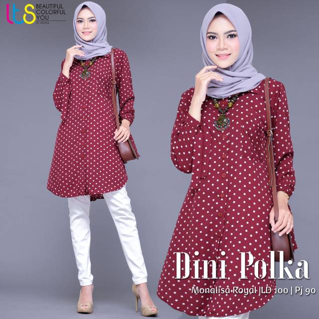 Dini polka tunik polkadot tunik lts by shofiya ori