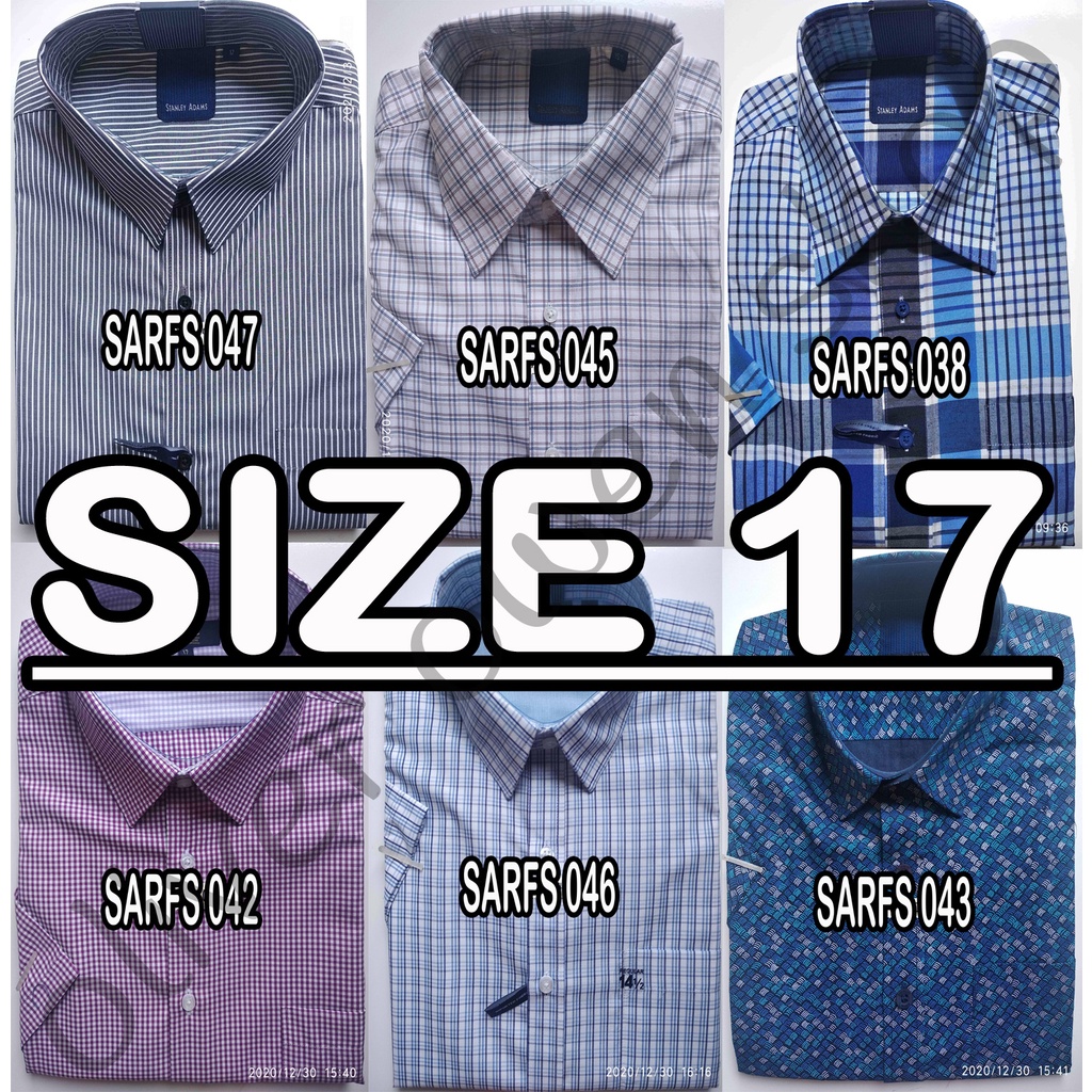 Kemeja Reguler Fit Lengan Pendek Merek Stanley Adams Size 17