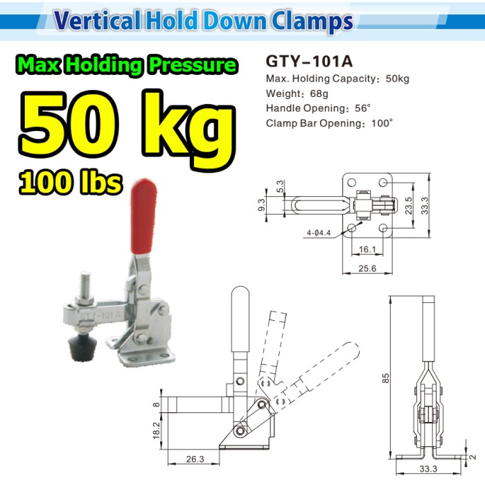 Toggle Clamp Vertical GH 101A GTY 101 A setara DESTACO 201U 50kg