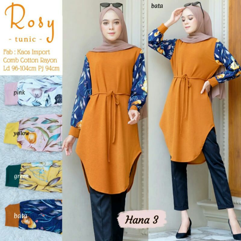 Tunik Kaos Import Kombinasi Rayon Rosy
