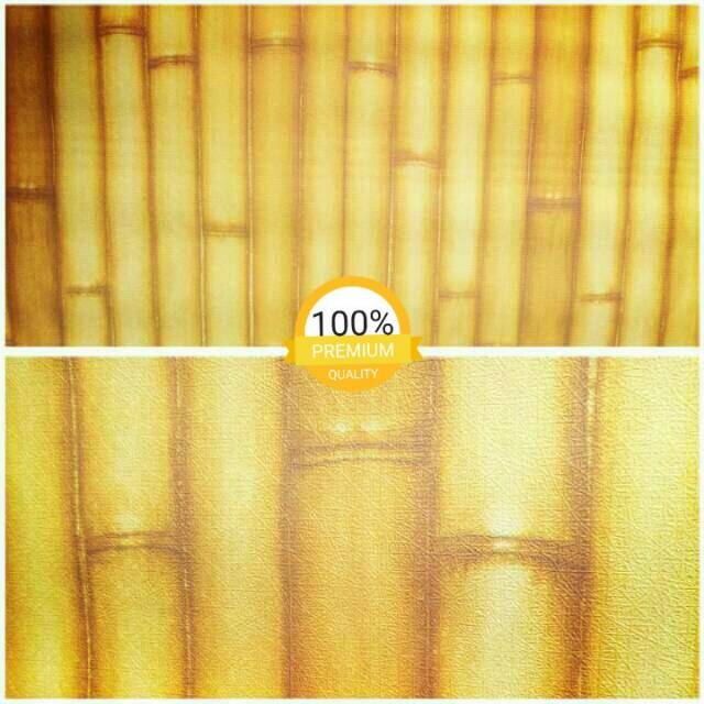 Grosir murah wallpaper stiker dinding kuning motif bambu berbaris kesan minimalis dan elegan