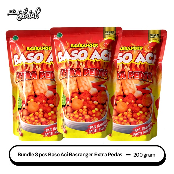 

Bundle 3pcs - Baso Aci Extra Pedas Basranger 230gr Makanan Instan Siap Saji | Ready to Eat | Rak Sebelah